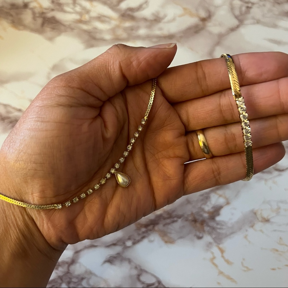 Vintage Herringbone Necklace and Bracelet Set